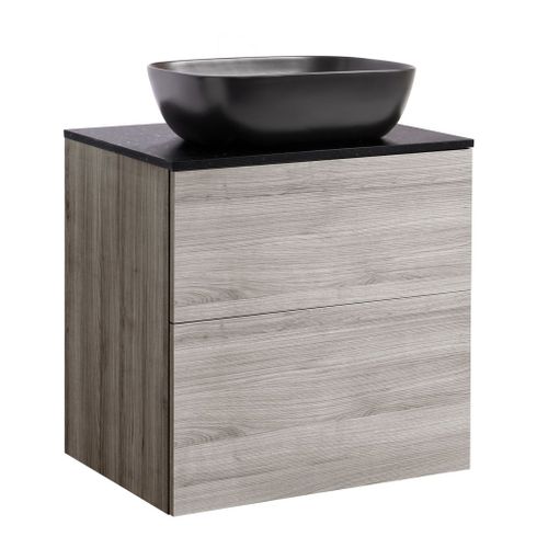 Isel 60Sand Bs Sv+Ts Rekt Sv Färg Tvättställsskåpet: Sand, Färg Bänkskiva: Svart, Färg Tvättställ: Svart - B: 606 mm, H: 737 mm, D: 470 mm