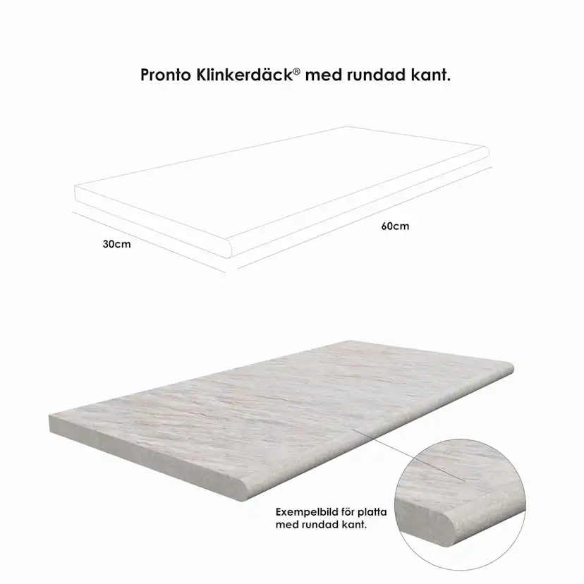 Poolkant/Trappsteg Pronto Klinkerdäck Monte Fire 60x30 cm