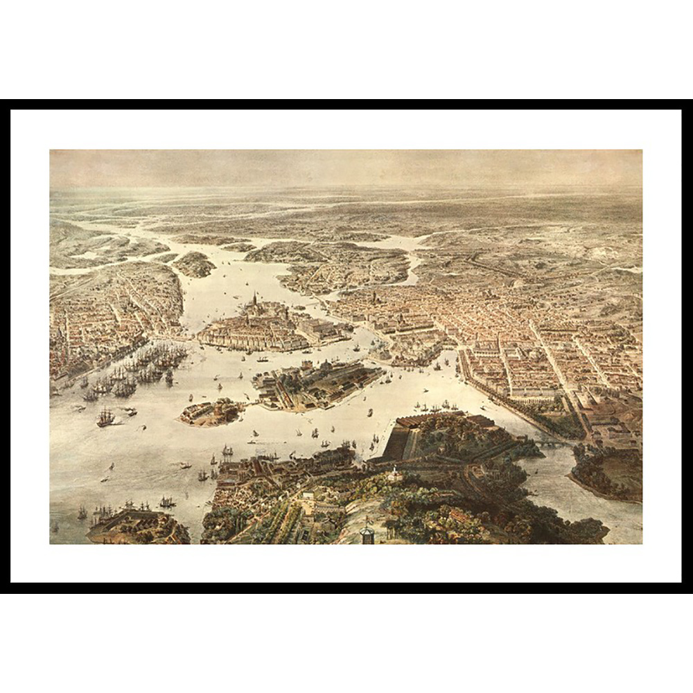 Poster Gallerix Fogelvue Over Stockholm 1860