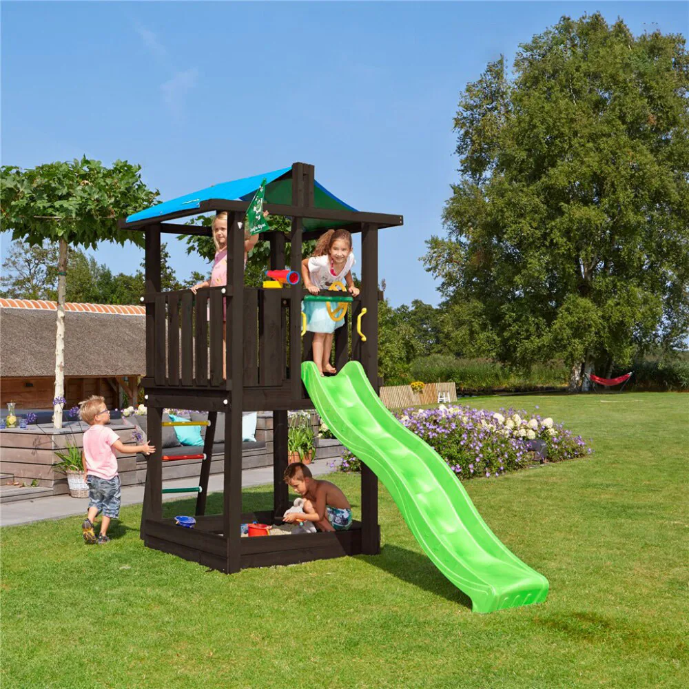 Lektorn Jungle Gym Hut inkl. rutschkana, grundmålat svart