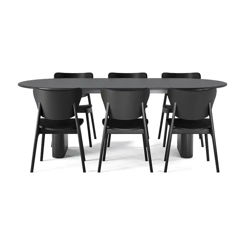Matgrupp Bark Noira Matbord 220 med 6Jerup Matstol
