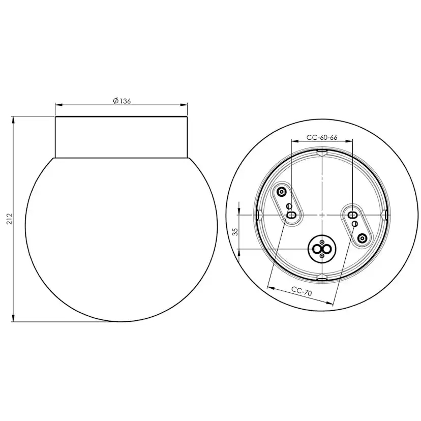 Vägg-/Taklampa Ifö Electric Classic Glob 200 Matt Rak IP44 LED