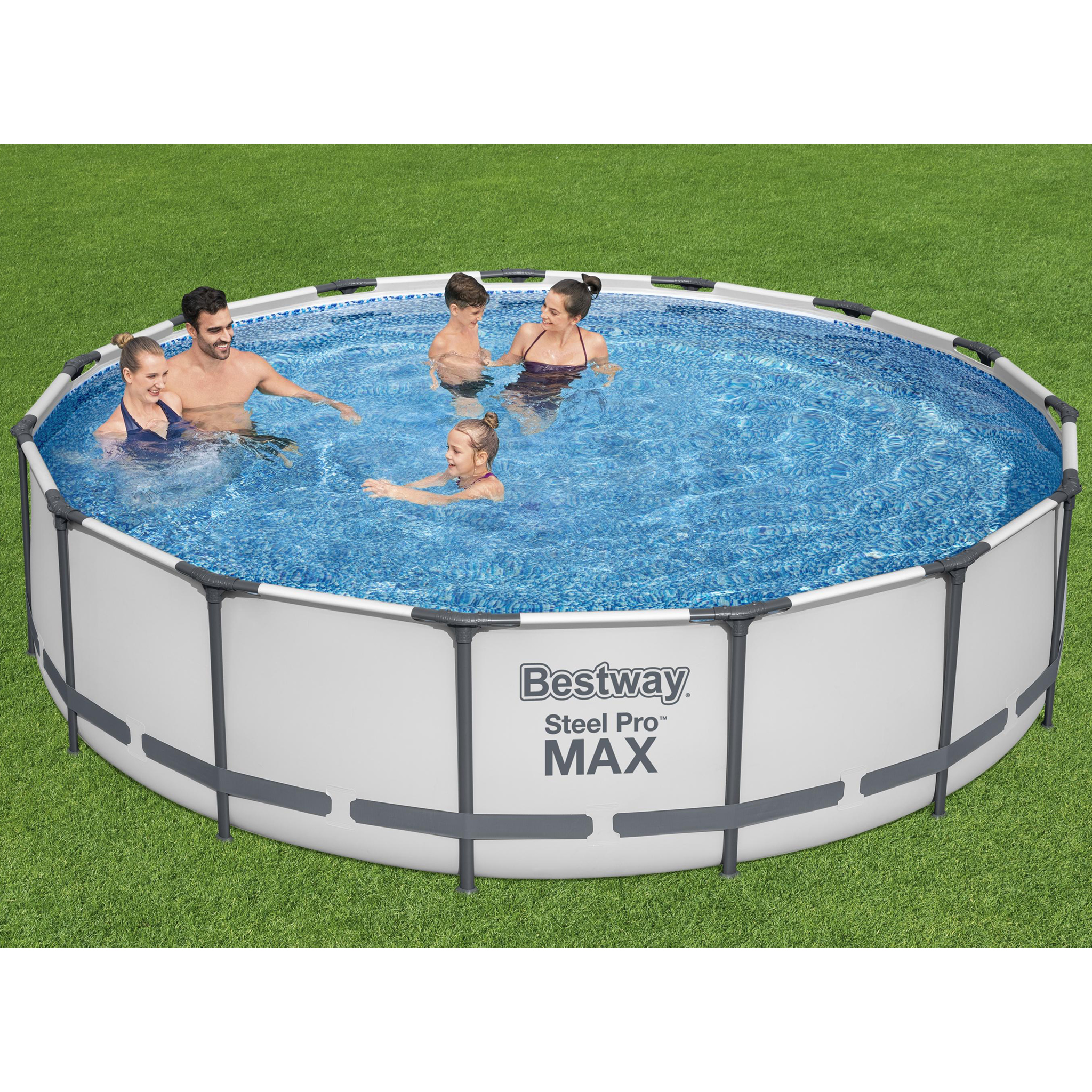 Poolpaket Bestway Steel Pro Max Ø4,57m Stålramspool Ovanmark med Filterpump