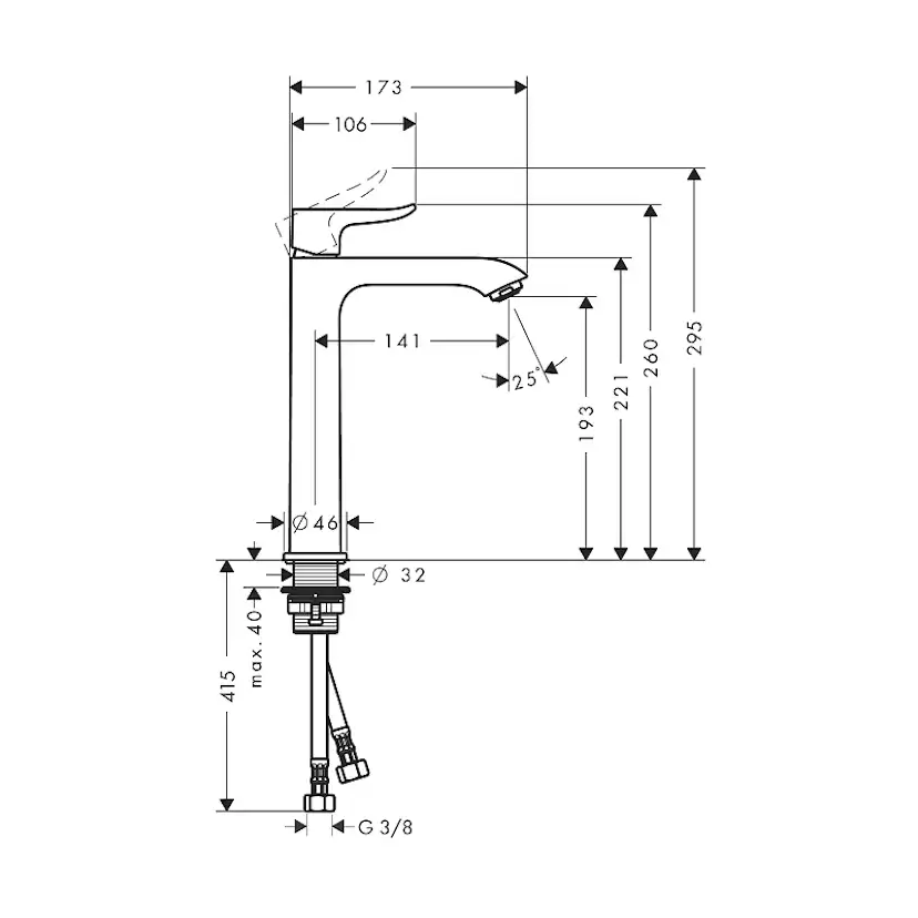 Tvättställsblandare Hansgrohe Metris 200