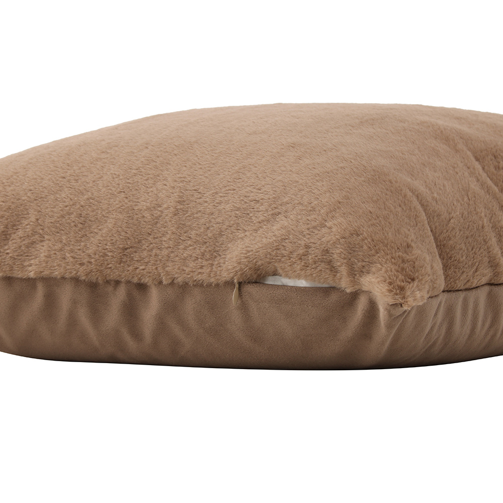 Thea Cushion Cover Rabbit fur/Poly Velvet - Brown Brun