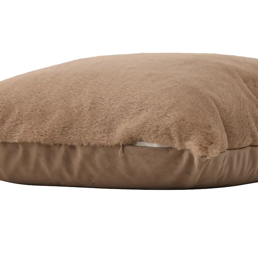 Thea Cushion Cover Rabbit fur/Poly Velvet - Brown Brun