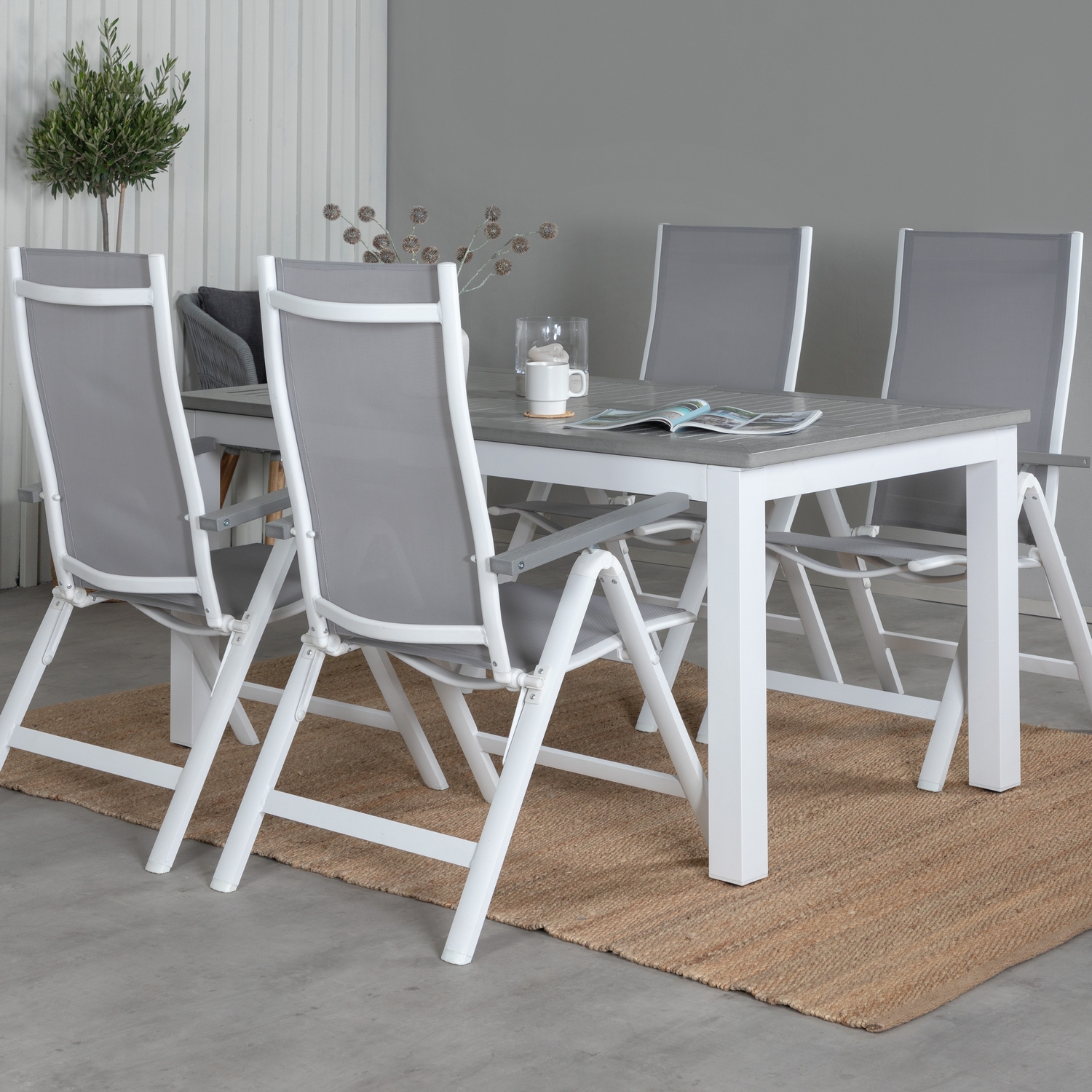 Matgrupp Venture Home Aleyna 160 Vit med 4 Aleyna Positionsstolar