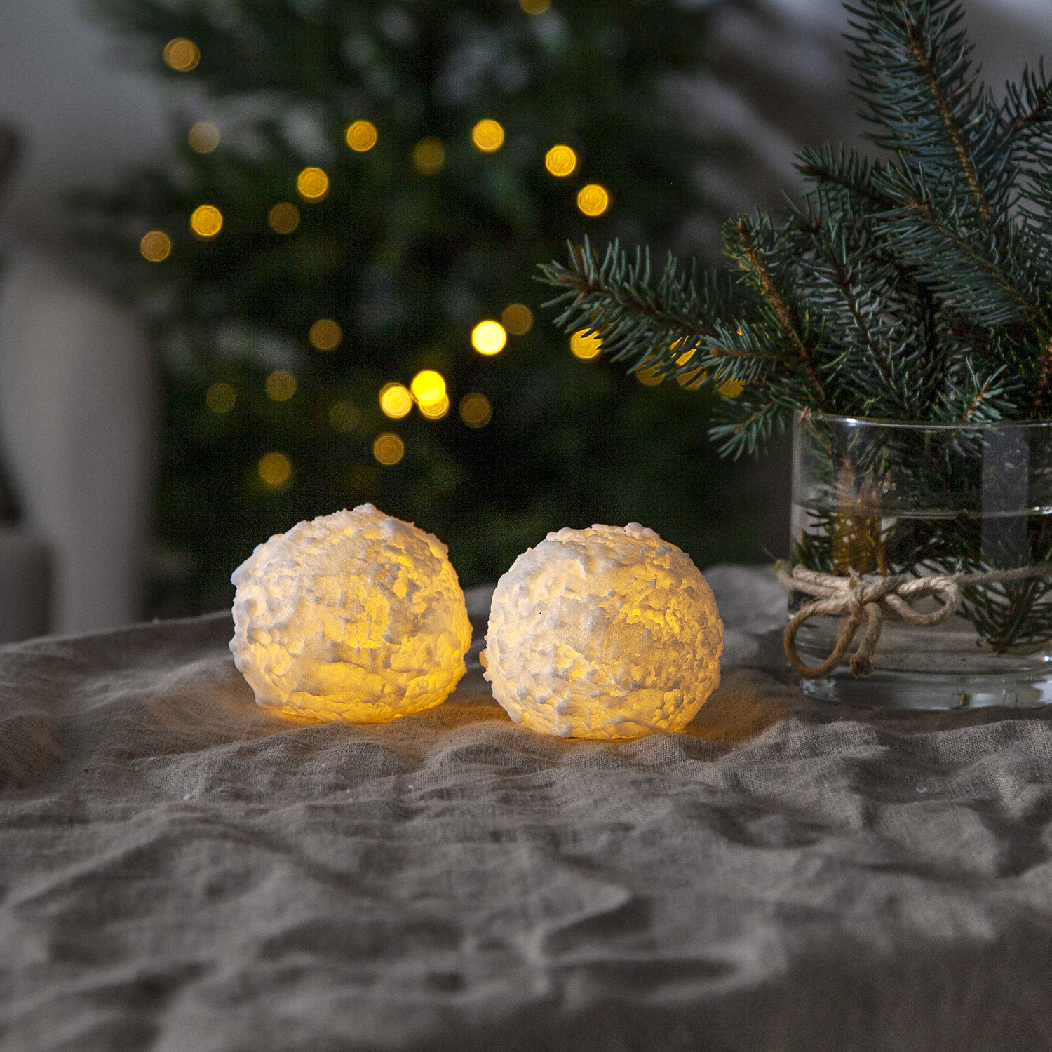Blockljus Star Trading Snowball LED 2-pack Batteriljus