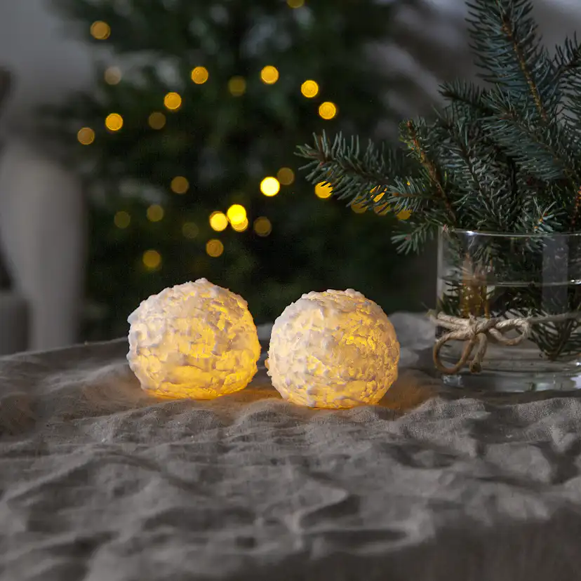 Blockljus Star Trading Snowball LED 2-pack Batteriljus