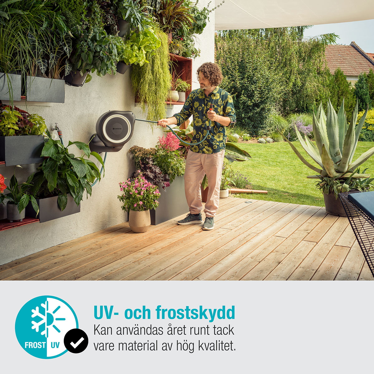 Slangbox Gardena RollUp S 15 m Vit