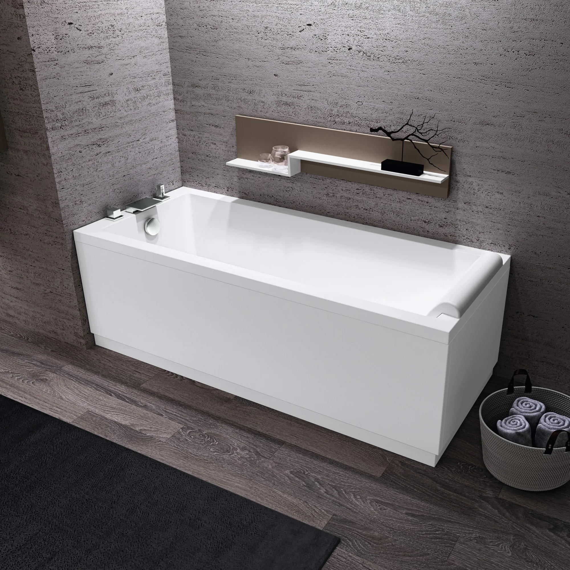 L-panel vit Calos 160 x 70 LxB: 1600x700 mm