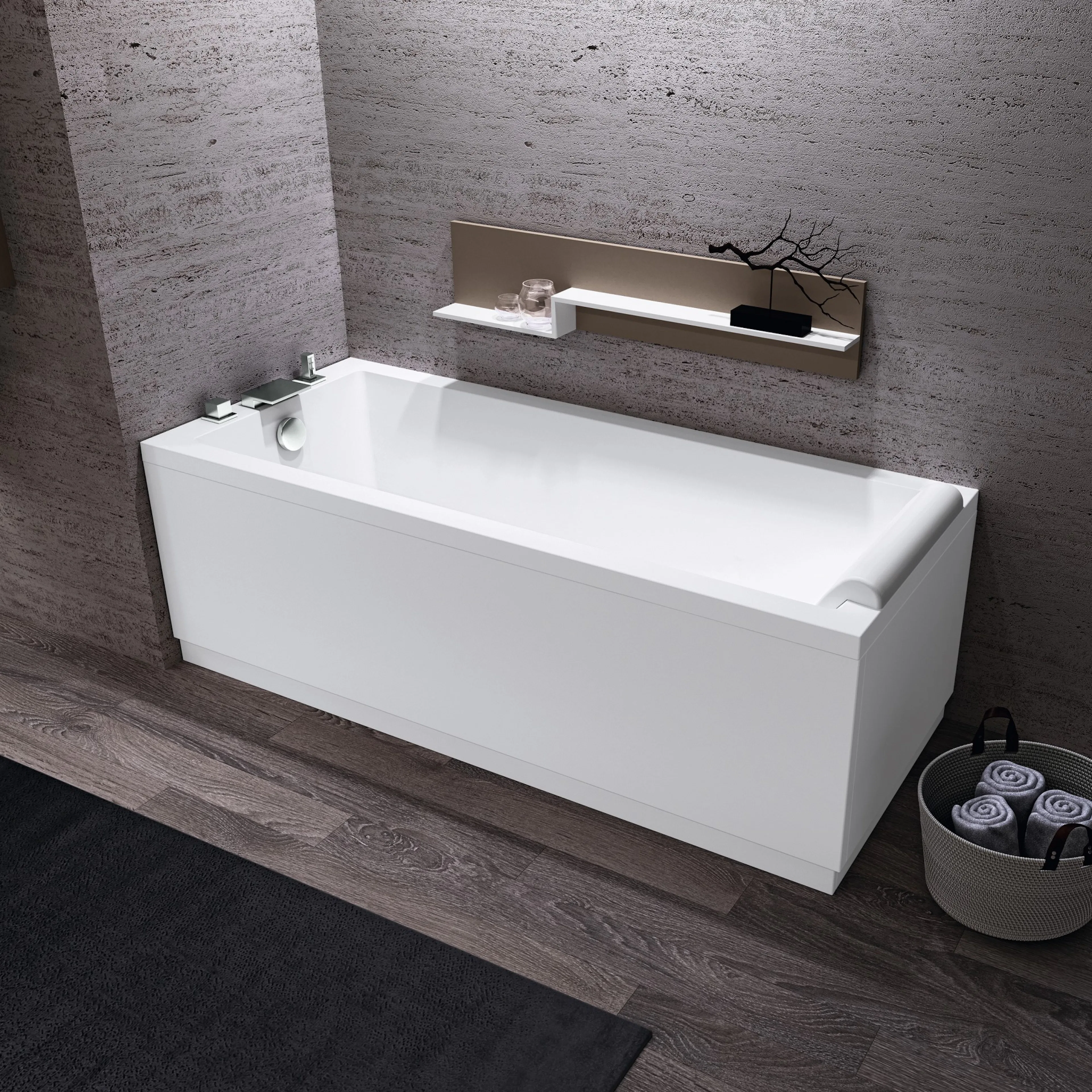 L-panel vit Calos 160 x 70 LxB: 1600x700 mm