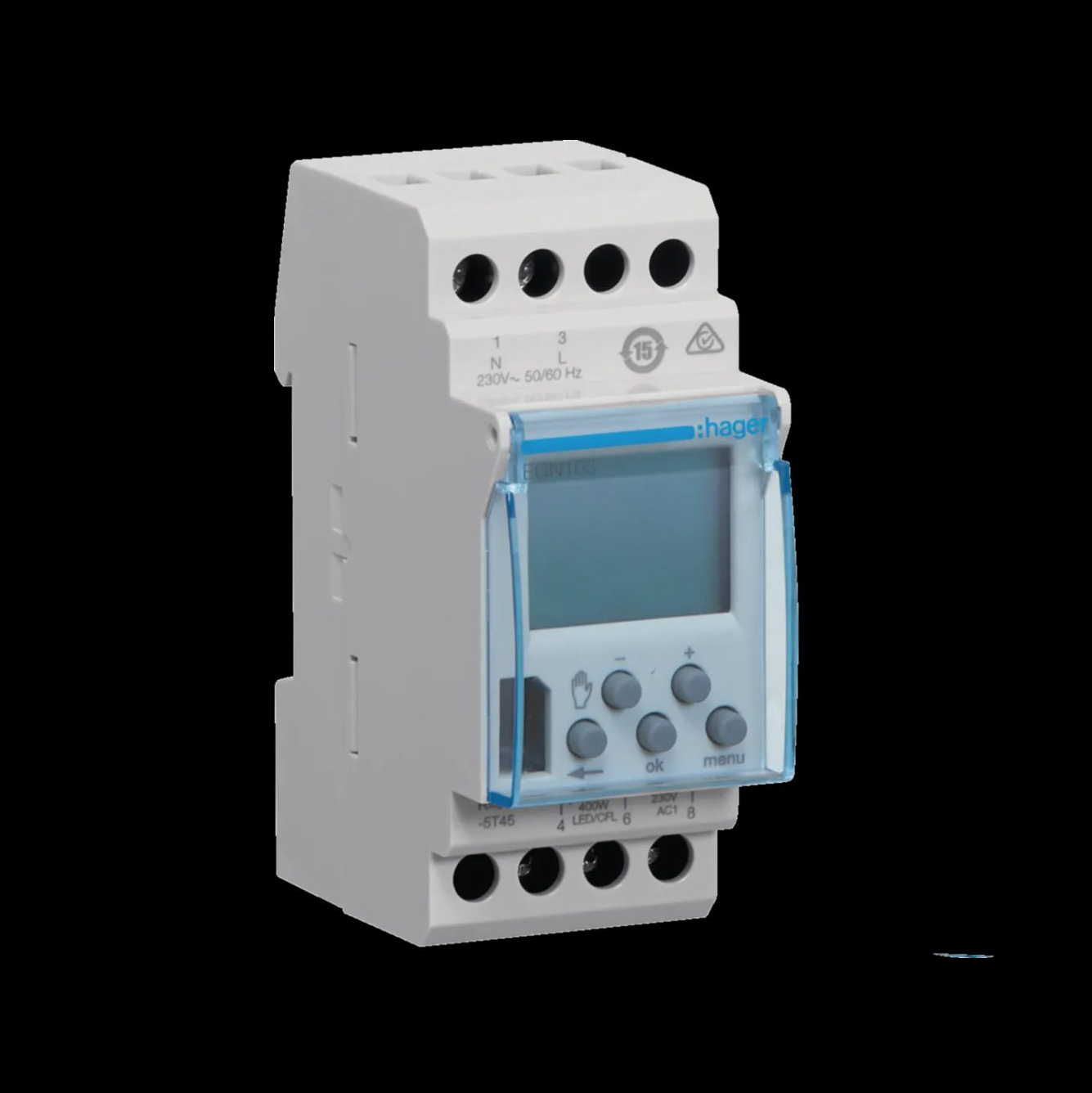 Veckour Hager Digitalt 2 Moduler 1-kanal 16 A