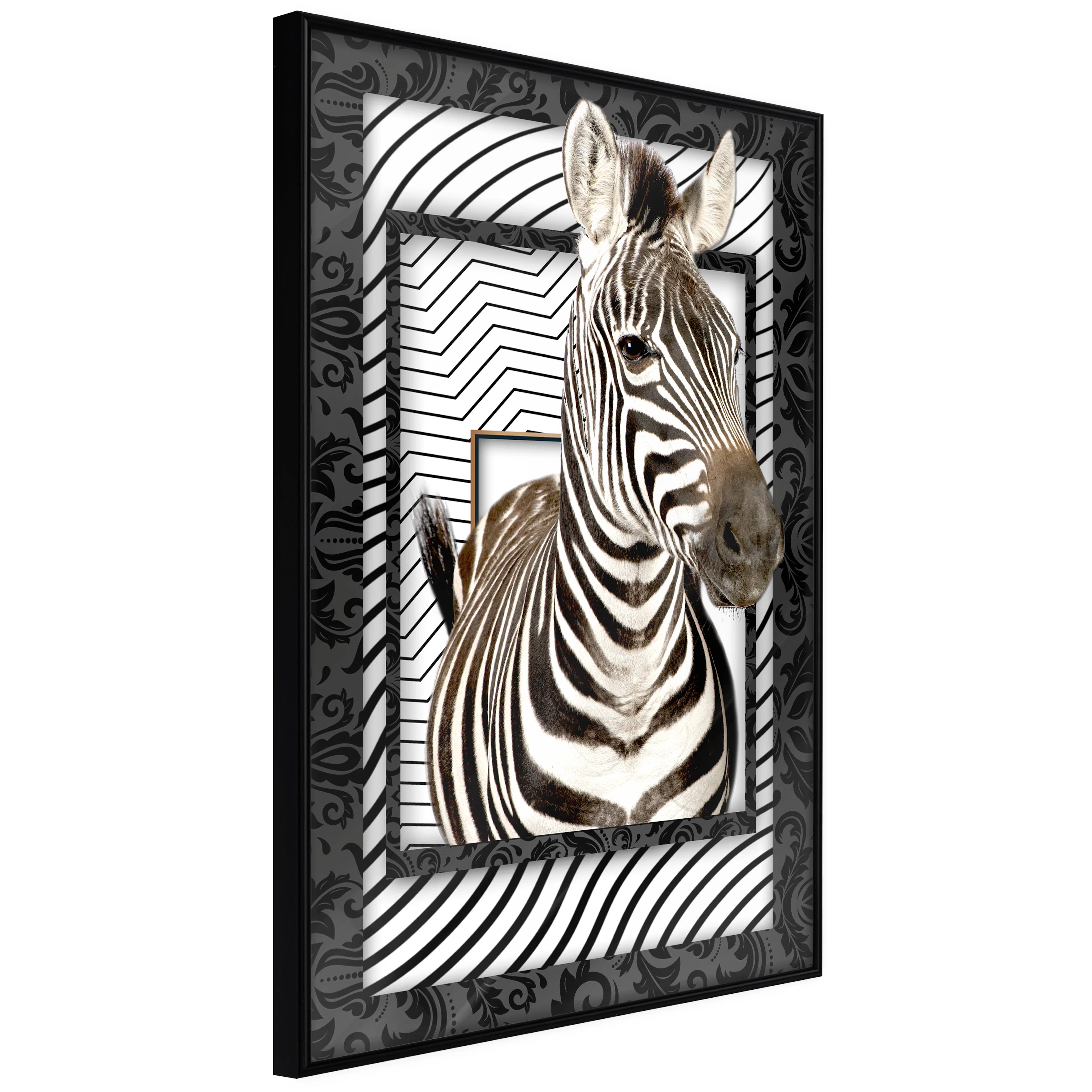 Affisch - Zebra [Poster] 20x30 Svart ram, 20x30 cm
