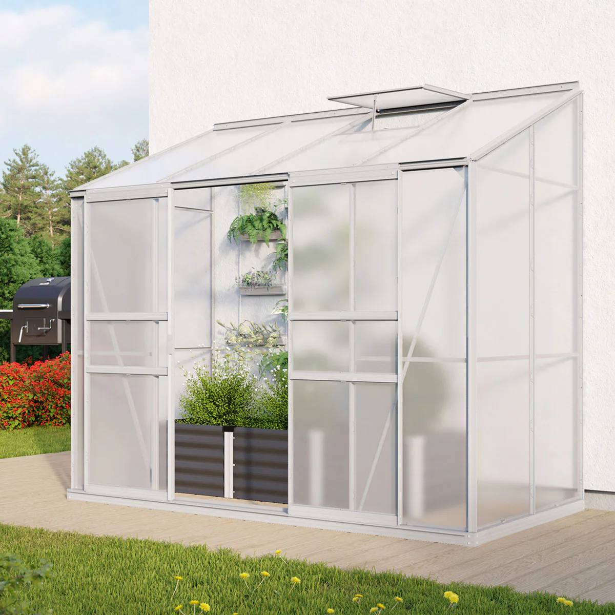 Växthus Plast Vitavia Ida 3300 med Sockel 4mm Polykarbonat