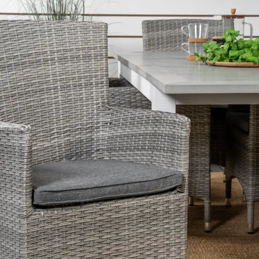 Albany Dining Table 152/210*90 - White Alu / Grey Aintwood+M Grå