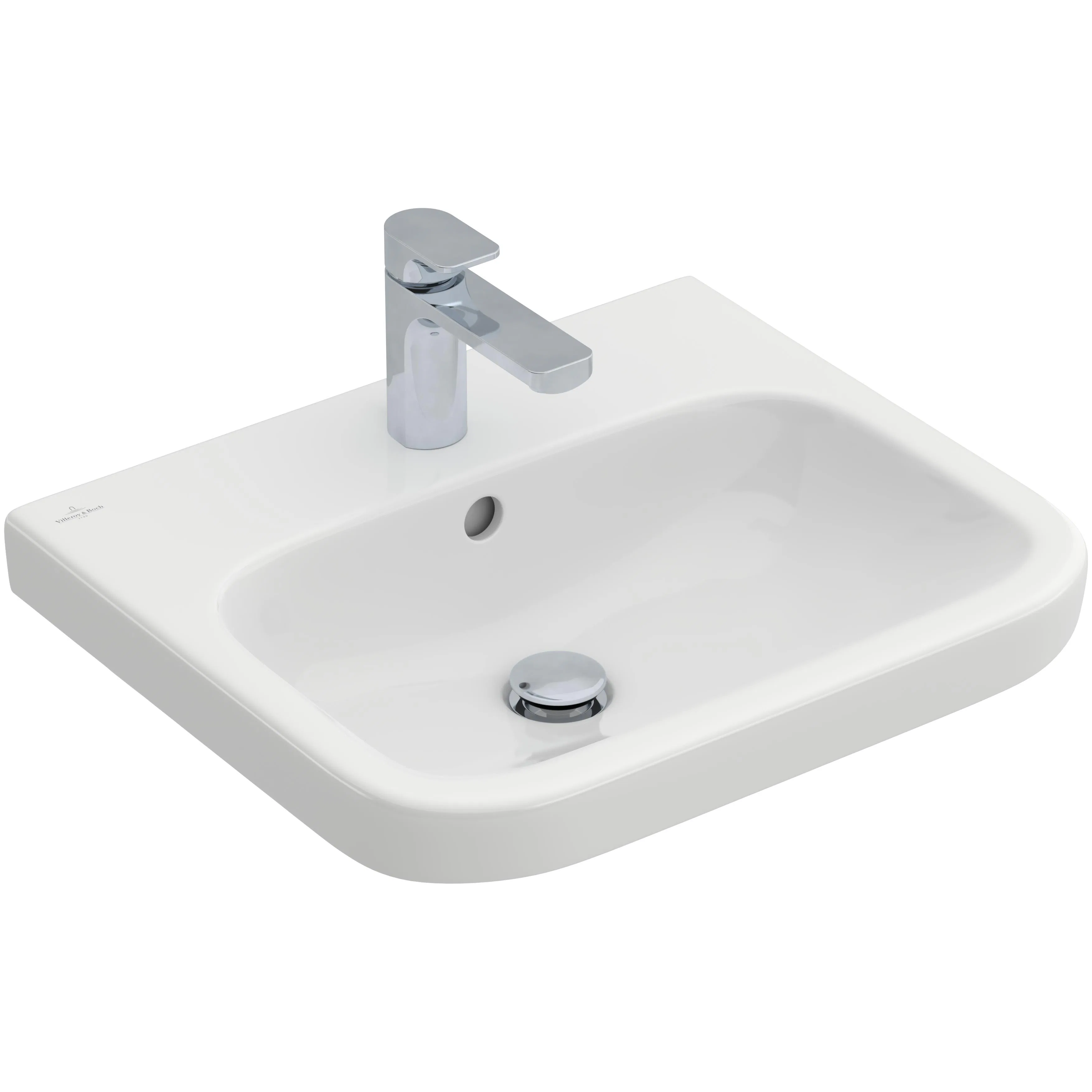 Tvättställ villeroy & Boch Architectura 418860R1 Vit Alpin CeramicPlus, Med Bräddavlopp, 600 mm, för Trehålsblandare