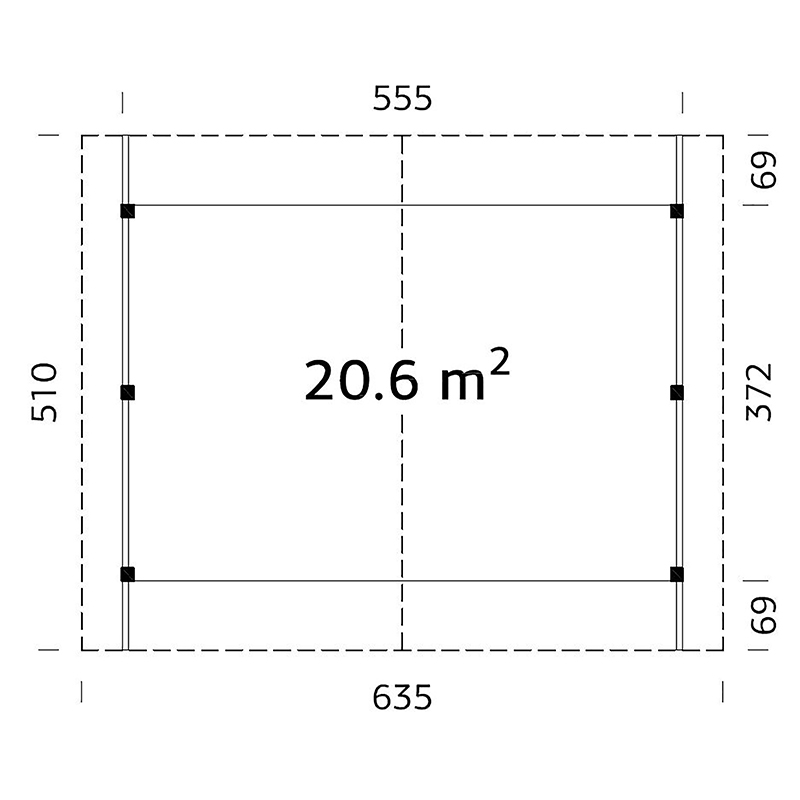 Carport Robert 20,6 m2 Obehandlad