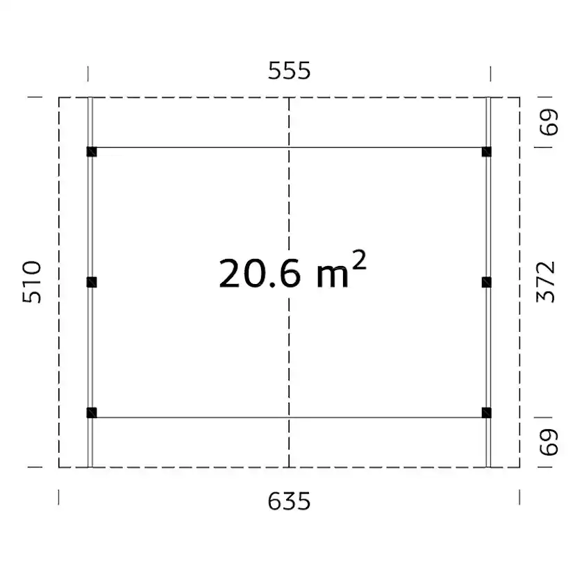Carport Robert 20,6 m2 Obehandlad