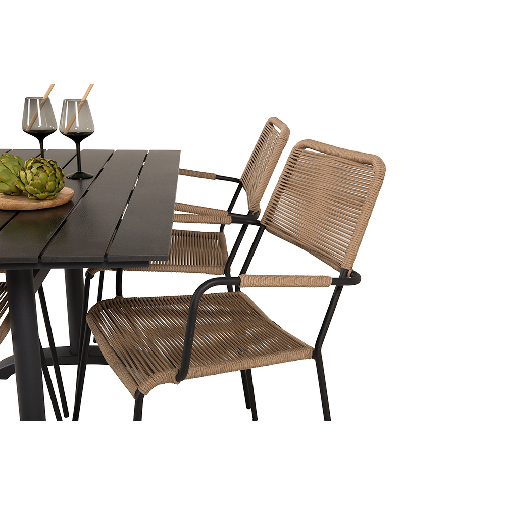 Matgrupp Venture Home Denver med 4 Lindos Stolar med Armstöd