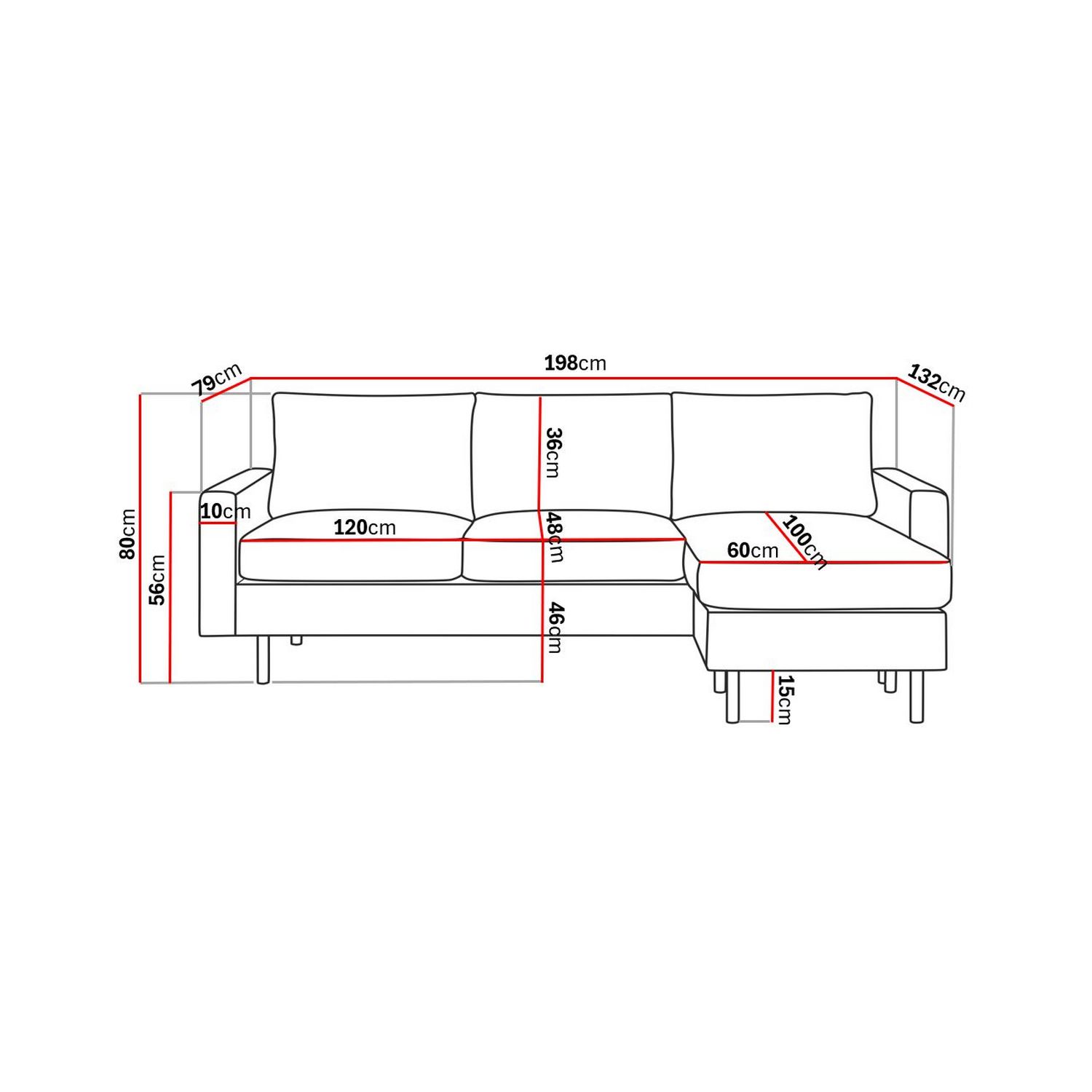 Soffa Scandinavian Choice Peppe Vändbar L-Formad Divansoffa 3-sits