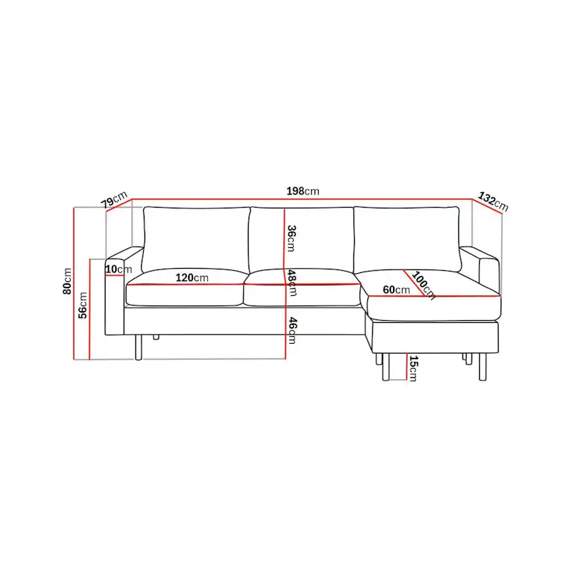 Soffa Scandinavian Choice Peppe Vändbar L-Formad Divansoffa 3-sits