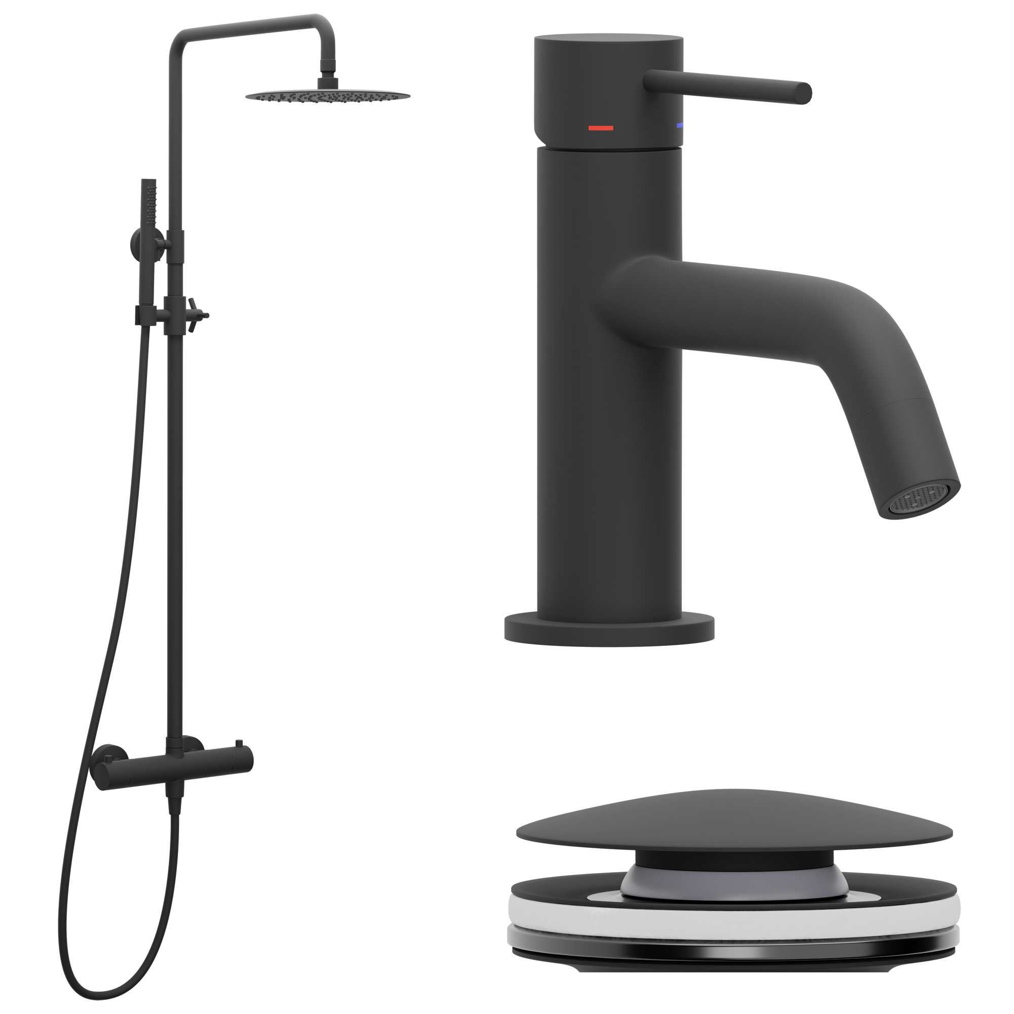 Blandarpaket Scandtap Takduschset Steel Pleasure 2 med Tvättställsblandare Voyage Coal