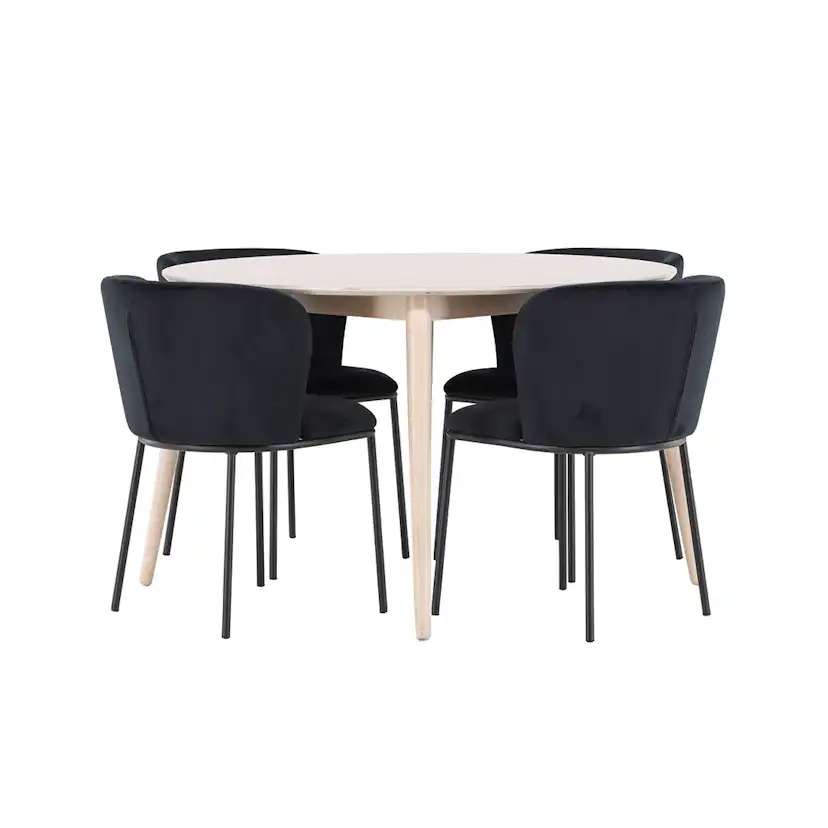 Matgrupp Venture Home Flora Ø120 cm med 4st Edina Matstolar