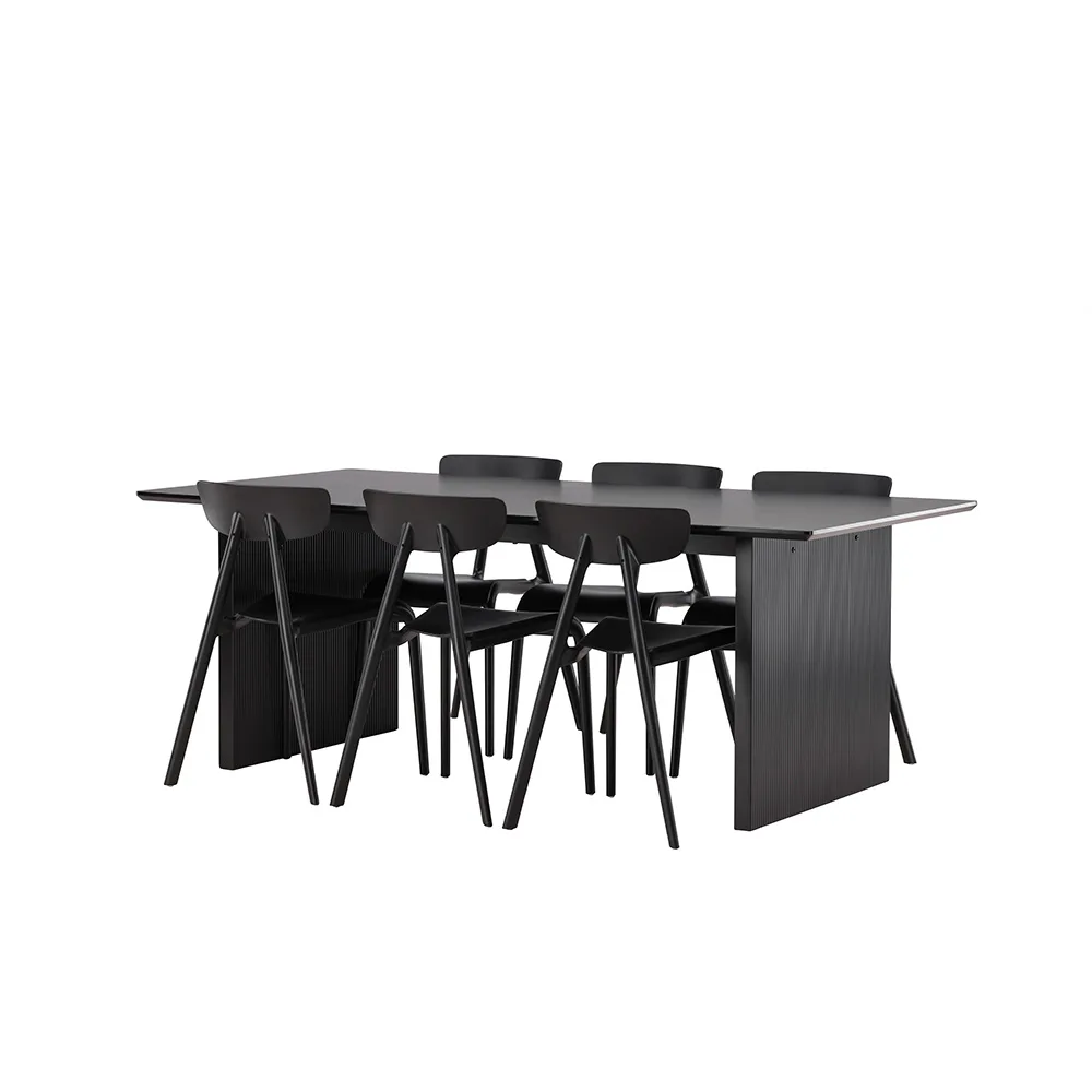 Vail Dining Table - Black / Smoked Black MDF +Ursholmen Dini Svart