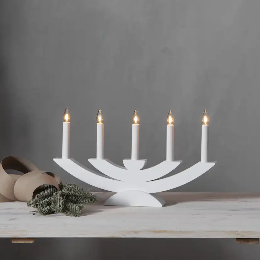 Ljusstake Navida 5L vit Vit