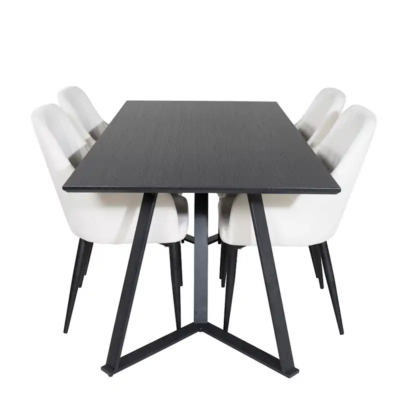 Marina Table - Black top /Comfort Chair - Beige / Black_4 Svart/Beige