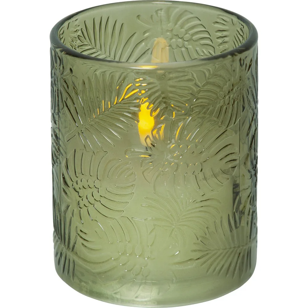 LEDBlockljus Flamme Leaf Grön, D: 100 mm