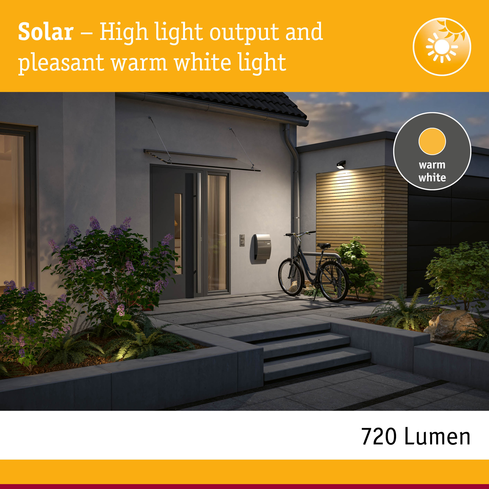 Fasadbelysning Solcell Paulmann Lesly LED med Skymningsstyrd rörelsedetektor IP65