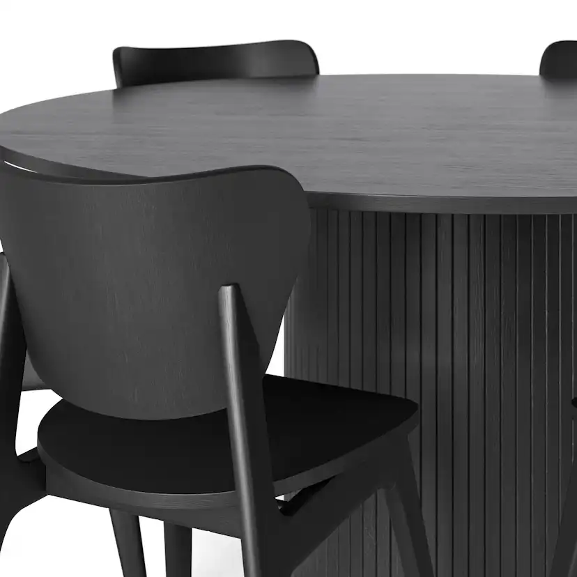 Matgrupp Bark Kopparbo Runt Matbord 150 cm med 6Jerup Matstol Svart