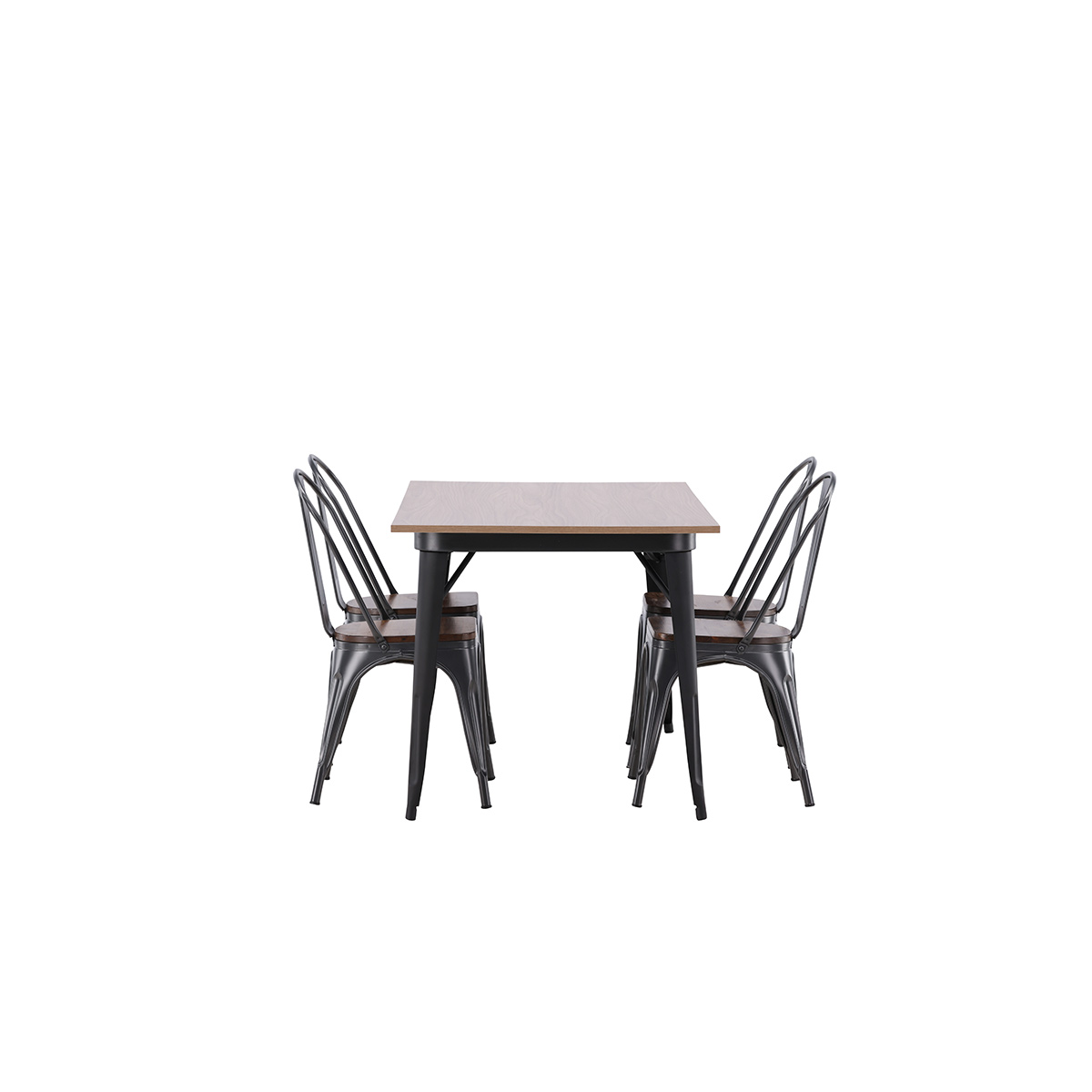 Tempe Dining Table - Black / Walnut MDF +Tempe Dining Chair Mörkgrå/Ek