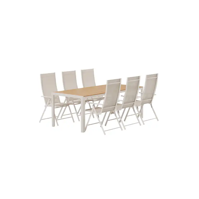 Break Table - Beige with 6 Levanzo Chair - Beige Färg: Beige