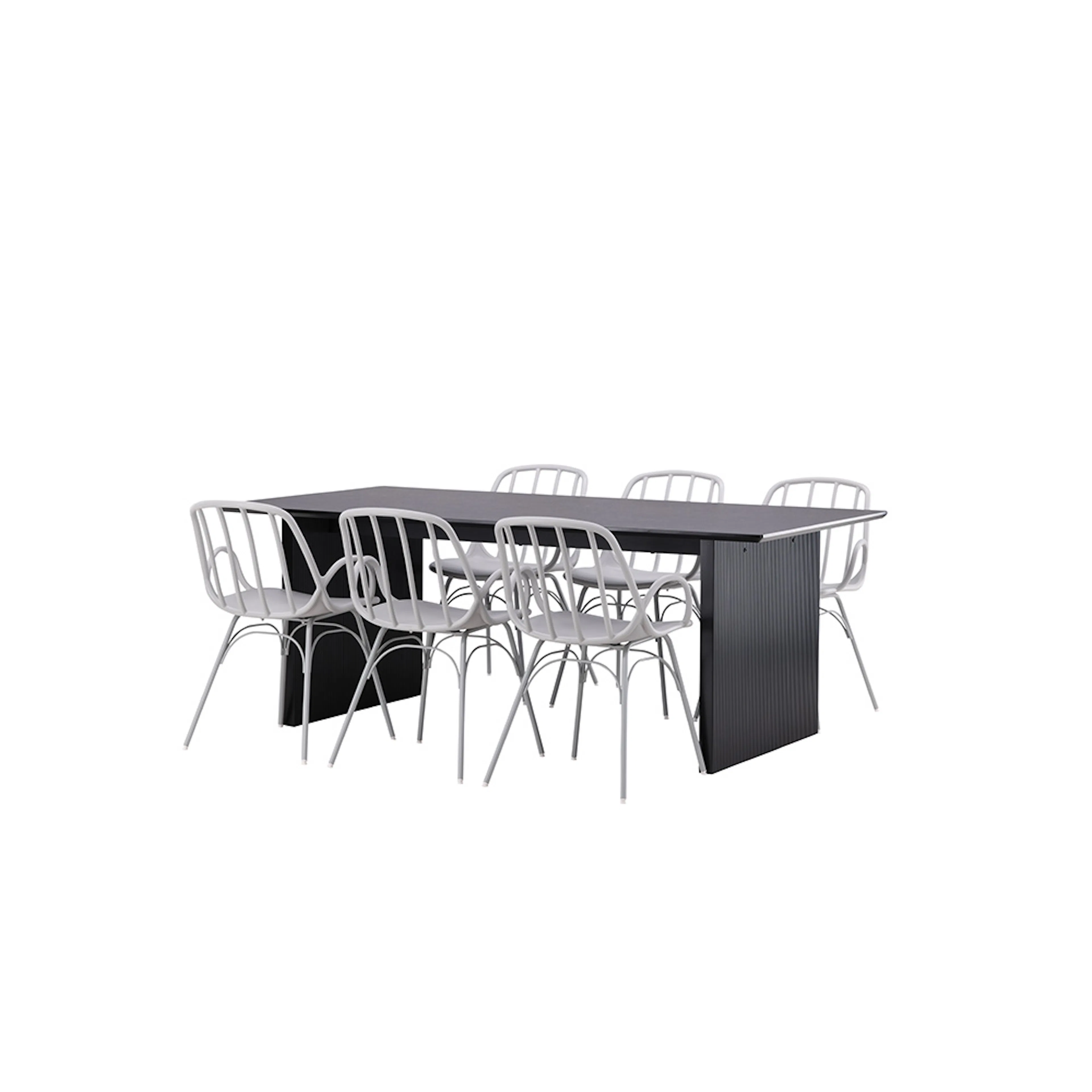 Vail Dining Table - Black / Smoked Black MDF +Dyrön Dining C Svart/Greige
