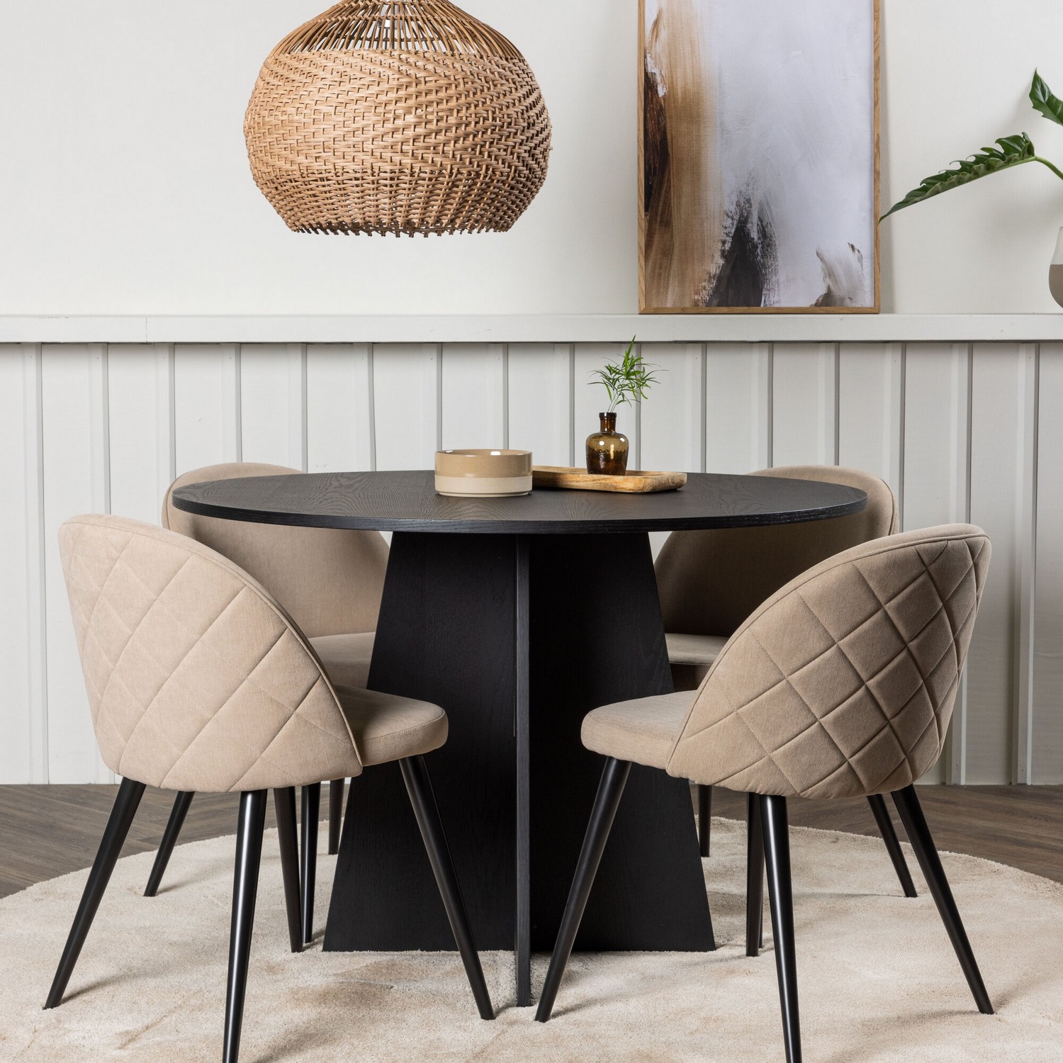 Matgrupp Venture Home Bootcut Ø110 cm med 4 Velvet Stolar