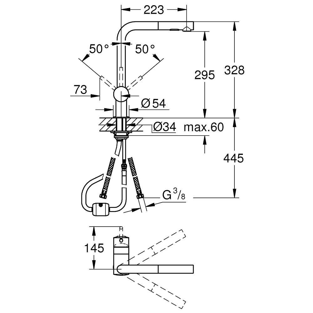 Köksblandare Grohe by Norema Minta Vento L-pip Flexibel