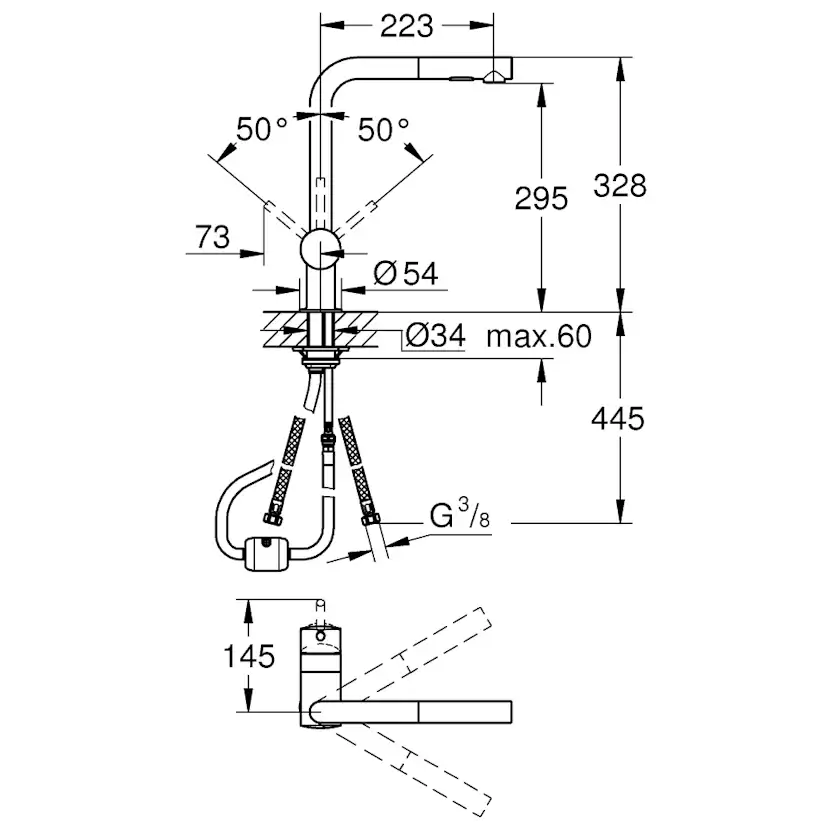 Köksblandare Grohe by Norema Minta Vento L-pip Flexibel