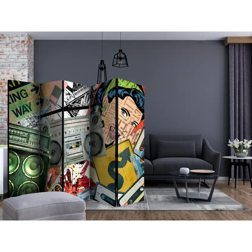 Rumsavdelare Skärmvägg Arkiio Graffiti Girl II 225x172 cm