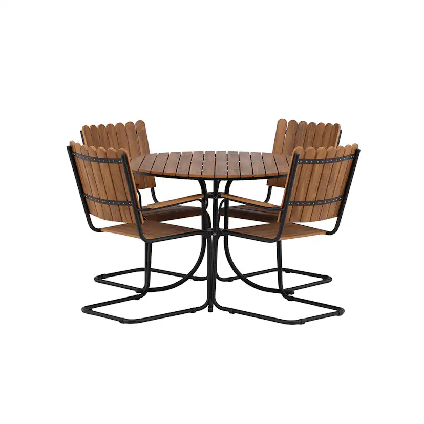 Holmsund Diningset Steel - Black / Nature Natur/Svart