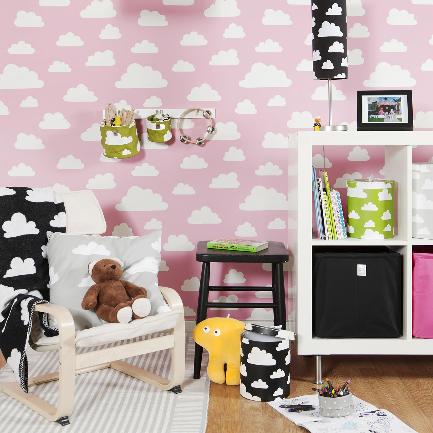 Tapet Färg & Form Moln Rosa