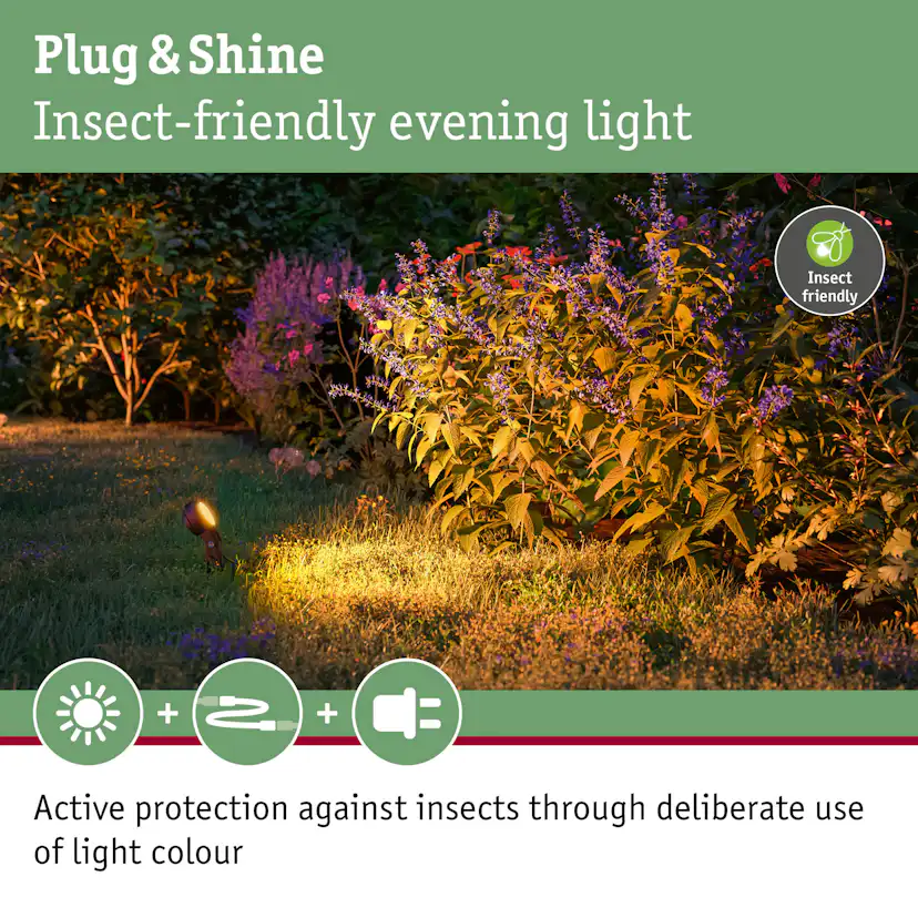 Spotlight Paulmann Sting Plug & Shine LED IP67 24V 3-pack med Kabel och Transformator Ljus: Gold Light (insektsvänlig)