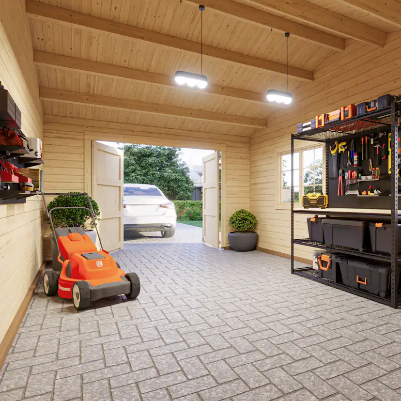 Roger 19,0+16,2 m2 with wooden gate PNT9016W2 Målad vit RAL9016