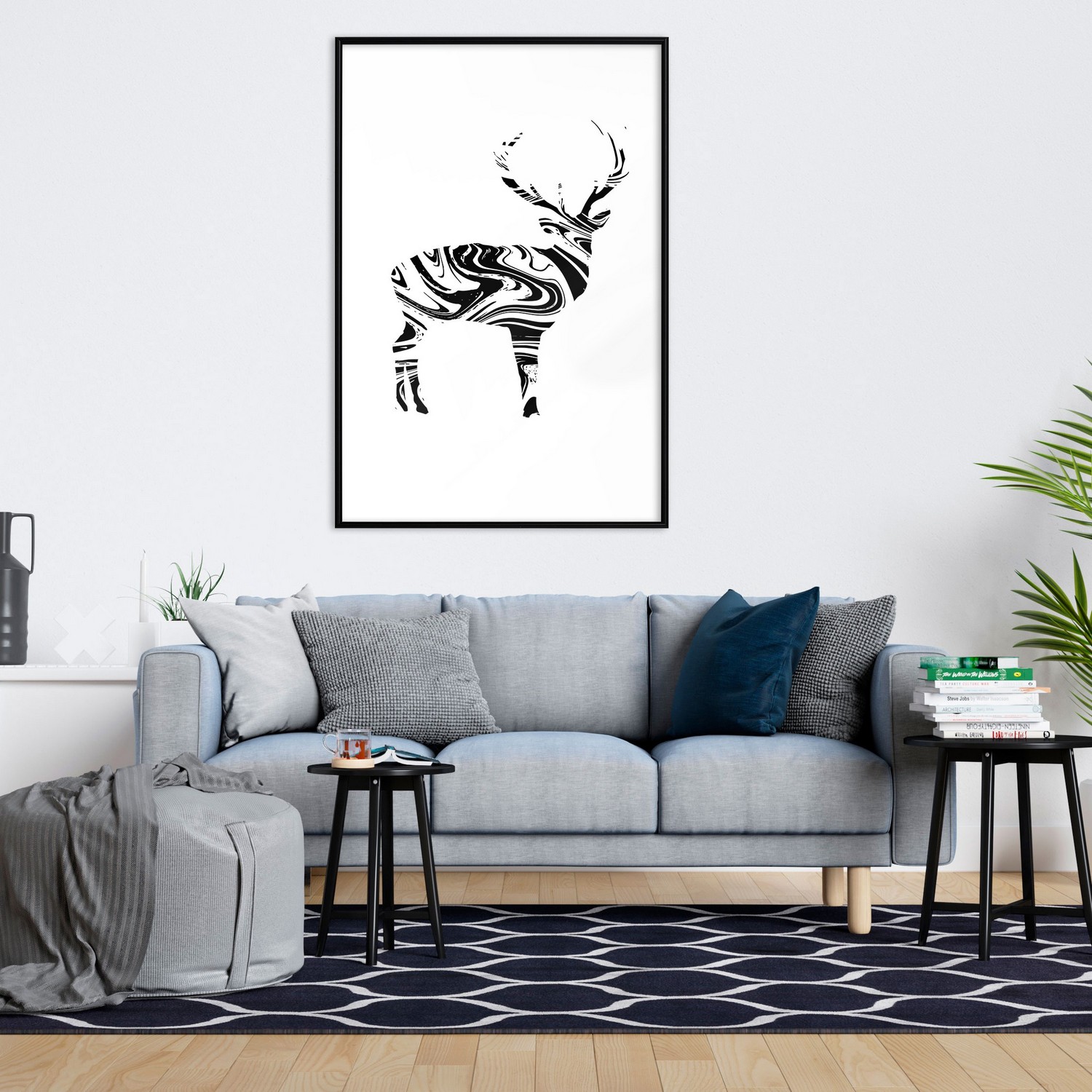 Poster Artgeist Affisch Black and White Deer