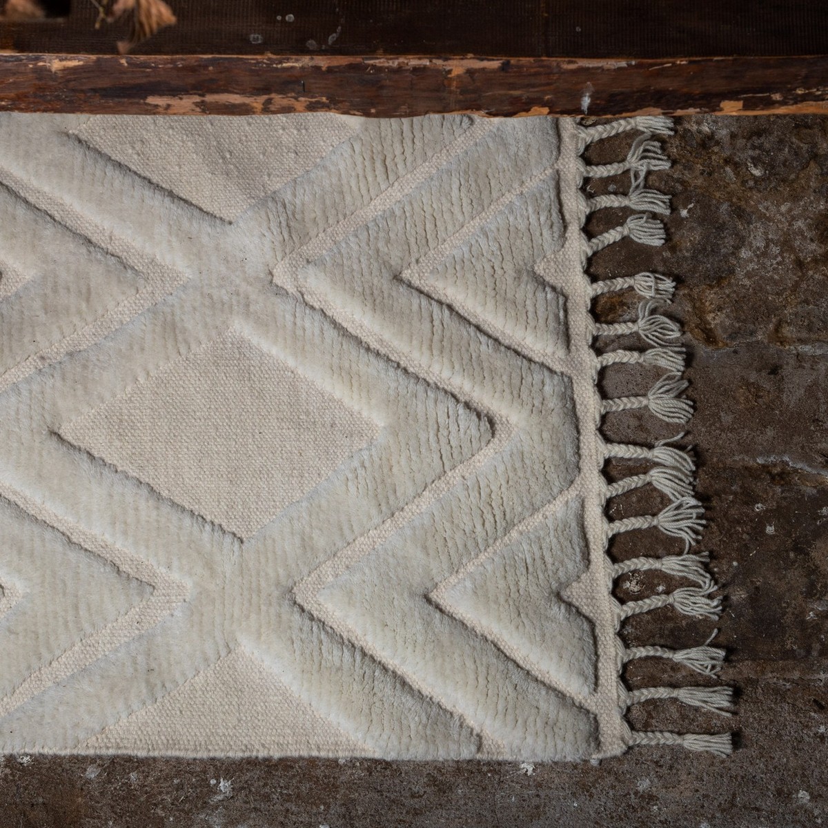 Dahlia Wool - 300*400- -Rectangular-White Vit, Mått: 300x400 cm