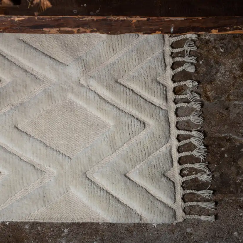 Dahlia Wool - 300*400- -Rectangular-White Vit, Mått: 300x400 cm