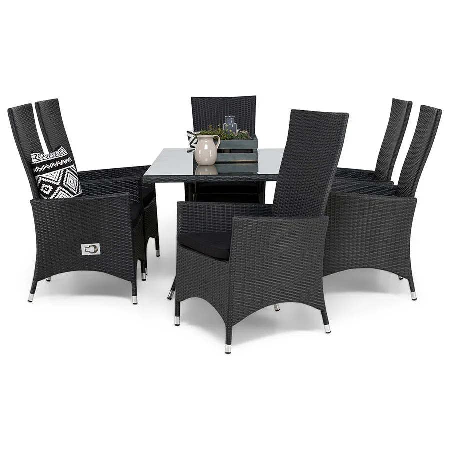 Matgrupp Utomhus Comfort Garden Thor 140 med 6 Jenny Ställbara Utefåtöljer