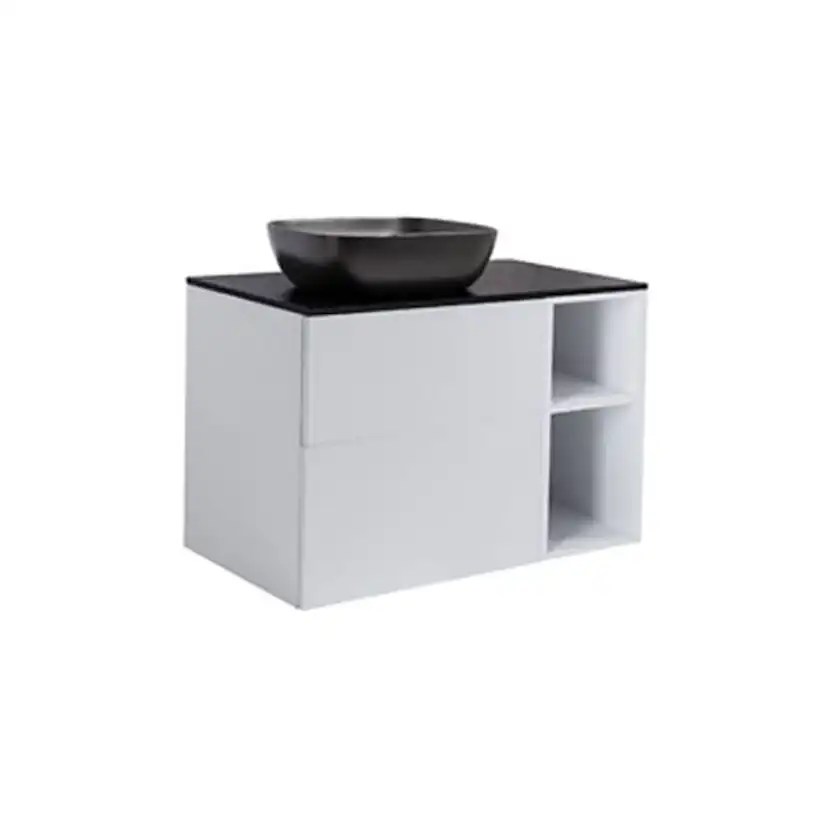 A IS60+30Ö GRÅ BS SV+TS REKSV Färg: Ljusgrå, Färg Tvättställ: Svart, Färg Bänkskiva: Svart, Rektangulär Form, Storlek: 740x908 mm